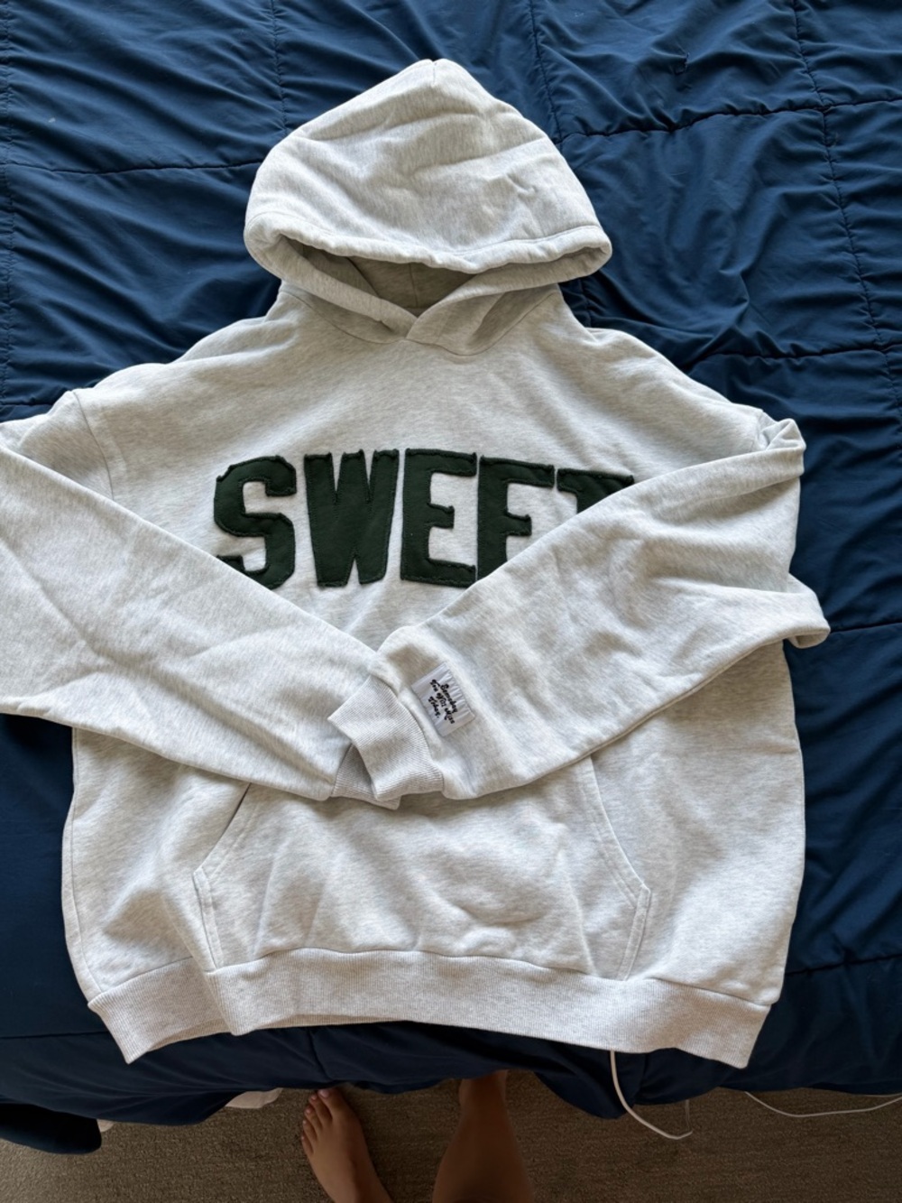 Unbranded Gray Hoodie with Forest Green SWEET Appliqué